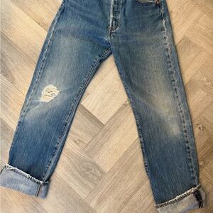 Vintage Levi's 501 button fly Distressed Blue Jeans W32 L34